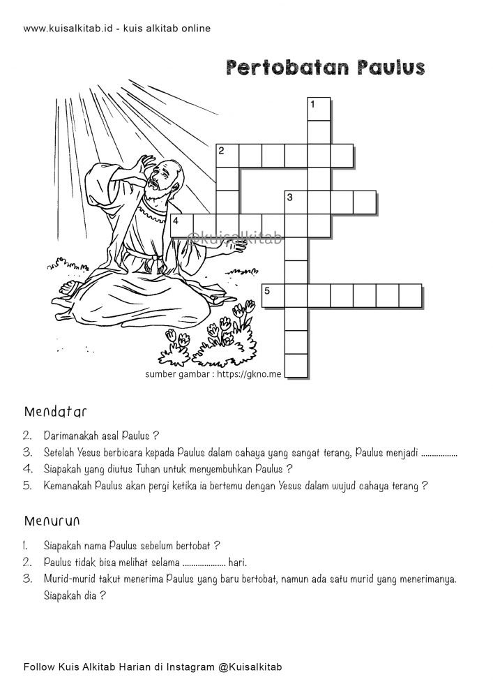 Teka Teki Silang Alkitab Tts Kuis Alkitab