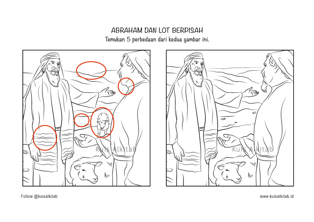 Cari Perbedaan Gambar Abram dan Lot Berpisah Kuis Alkitab